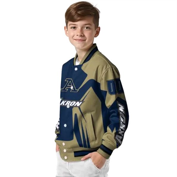 personalized akron zips spider mark blue gold varsity jacket trendy.webp