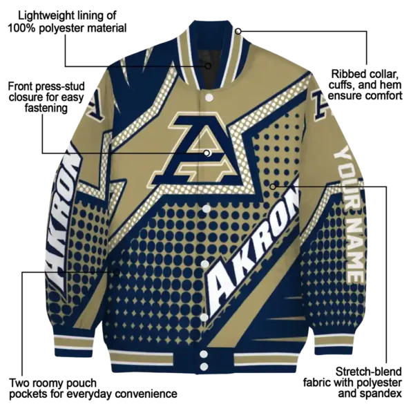 personalized akron zips star burst blue varsity jacket new arrival.webp