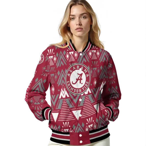 personalized alabama crimson tide pyramid shapes crimson varsity jacket latest model.webp