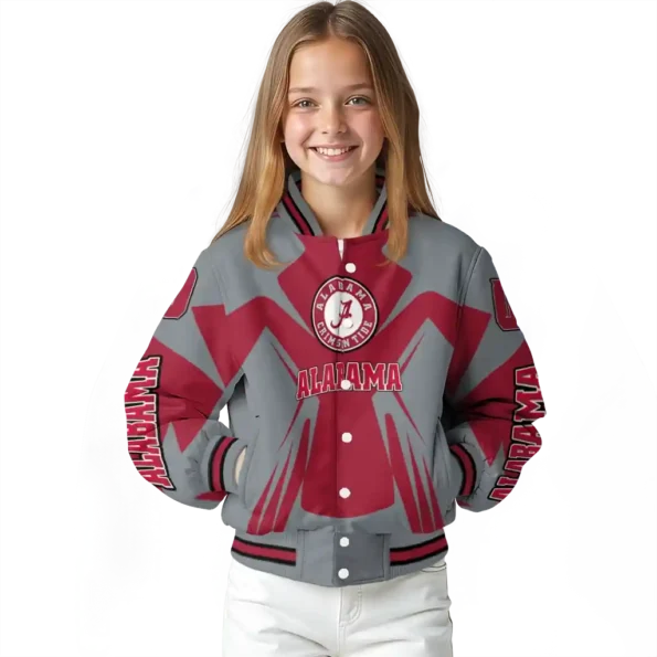 personalized alabama crimson tide spider mark crimson gray varsity jacket top rated.webp
