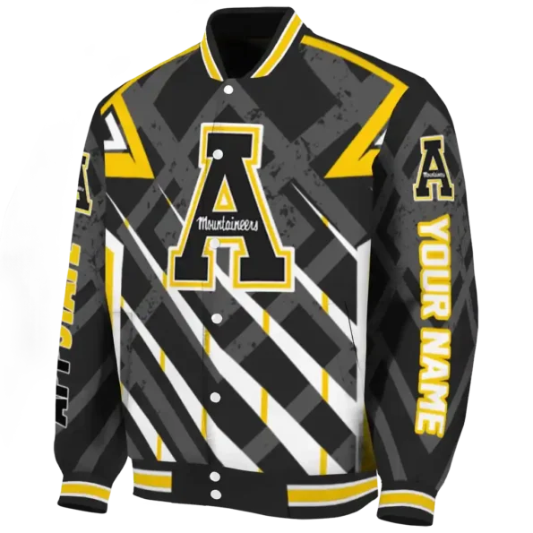 personalized appalachian state mountaineers chevron angles black varsity jacket best selling.webp