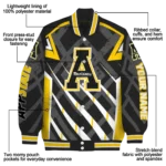 personalized appalachian state mountaineers chevron angles black varsity jacket best selling.webp