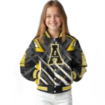 personalized appalachian state mountaineers chevron angles black varsity jacket best selling.webp