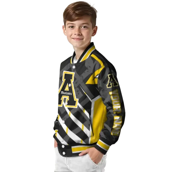 personalized appalachian state mountaineers chevron angles black varsity jacket trendy.webp