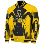personalized appalachian state mountaineers spider mark black gold varsity jacket best selling.webp