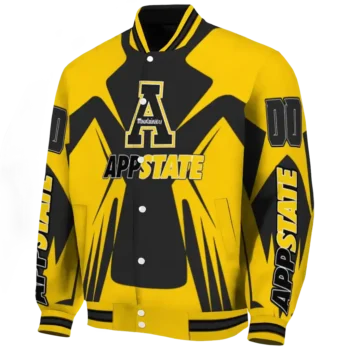 personalized appalachian state mountaineers spider mark black gold varsity jacket best selling.webp