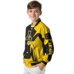 personalized appalachian state mountaineers spider mark black gold varsity jacket best selling.webp