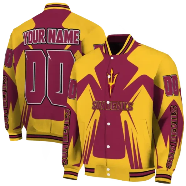 personalized arizona state sun devils spider mark maroon gold varsity jacket fashion forward.webp