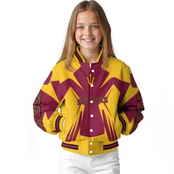 personalized arizona state sun devils spider mark maroon gold varsity jacket top rated.webp