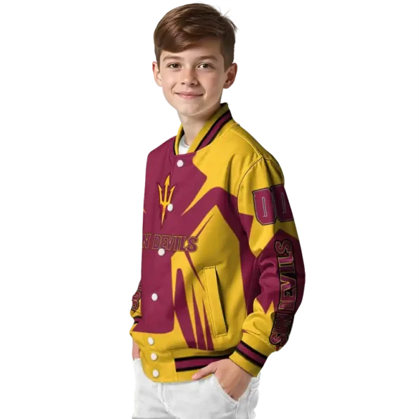 personalized arizona state sun devils spider mark maroon gold varsity jacket trendy.webp