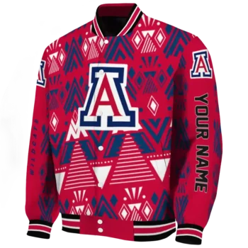 personalized arizona wildcats pyramid shapes red varsity jacket best selling.webp
