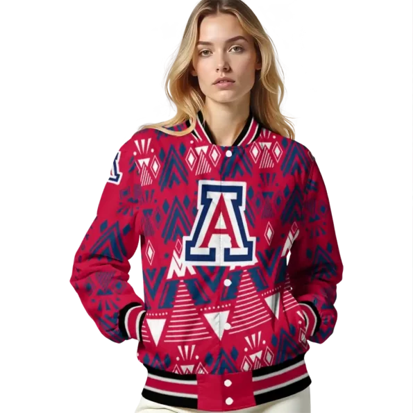 personalized arizona wildcats pyramid shapes red varsity jacket latest model.webp