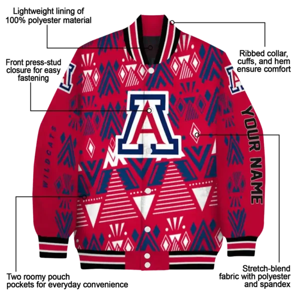 personalized arizona wildcats pyramid shapes red varsity jacket new arrival.webp