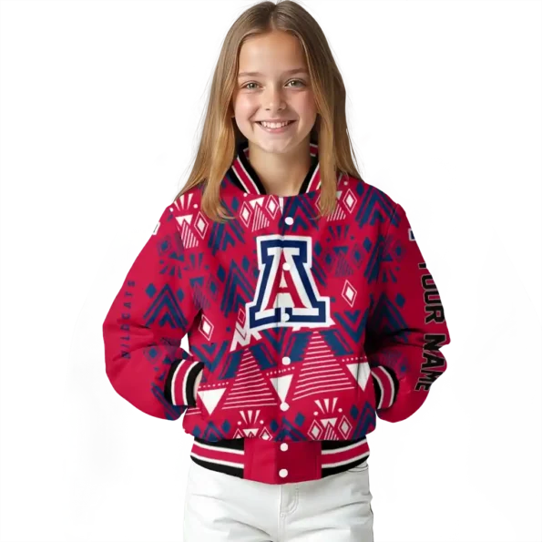 personalized arizona wildcats pyramid shapes red varsity jacket top rated.webp