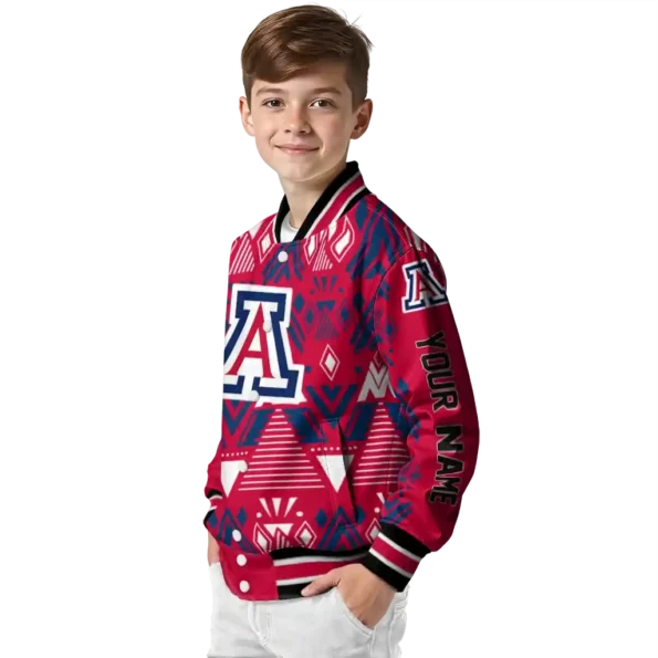 personalized arizona wildcats pyramid shapes red varsity jacket trendy.webp