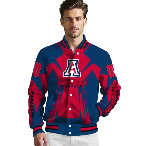 personalized arizona wildcats spider mark red navy varsity jacket high quality.webp