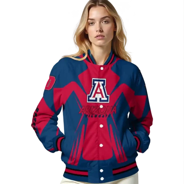 personalized arizona wildcats spider mark red navy varsity jacket latest model.webp
