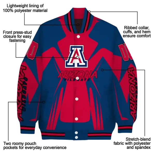 personalized arizona wildcats spider mark red navy varsity jacket new arrival.webp