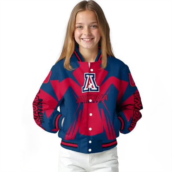 personalized arizona wildcats spider mark red navy varsity jacket top rated.webp