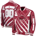 personalized arkansas razorbacks chevron angles red varsity jacket best selling.webp