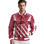 personalized arkansas razorbacks chevron angles red varsity jacket best selling.webp