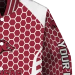 personalized arkansas razorbacks hexagon grid red varsity jacket best selling.webp