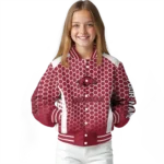 personalized arkansas razorbacks hexagon grid red varsity jacket best selling.webp