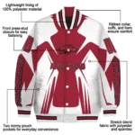 personalized arkansas razorbacks spider mark red white varsity jacket best selling.webp