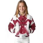 personalized arkansas razorbacks spider mark red white varsity jacket best selling.webp