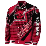 personalized arkansas state red wolves star burst scarlet varsity jacket best selling.webp