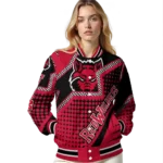 personalized arkansas state red wolves star burst scarlet varsity jacket best selling.webp