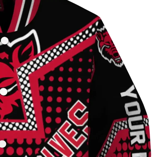 personalized arkansas state red wolves star burst scarlet varsity jacket premium grade.webp