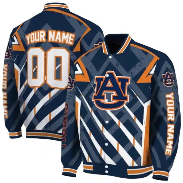 personalized auburn tigers chevron angles navy blue varsity jacket fashion forward.webp