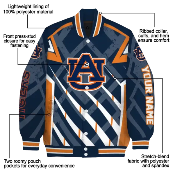 personalized auburn tigers chevron angles navy blue varsity jacket new arrival.webp