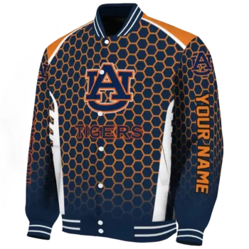 personalized auburn tigers hexagon grid navy blue varsity jacket best selling.webp