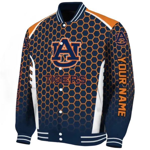 personalized auburn tigers hexagon grid navy blue varsity jacket best selling.webp