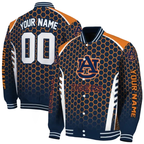 personalized auburn tigers hexagon grid navy blue varsity jacket fashion forward.webp