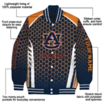 personalized auburn tigers hexagon grid navy blue varsity jacket best selling.webp