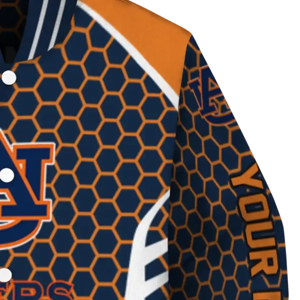 personalized auburn tigers hexagon grid navy blue varsity jacket premium grade.webp
