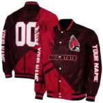 personalized ball state cardinals hexagon mesh red black varsity jacket best selling.webp