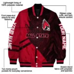 personalized ball state cardinals hexagon mesh red black varsity jacket best selling.webp