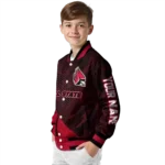 personalized ball state cardinals hexagon mesh red black varsity jacket best selling.webp