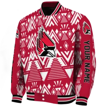 personalized ball state cardinals pyramid shapes red varsity jacket best selling.webp