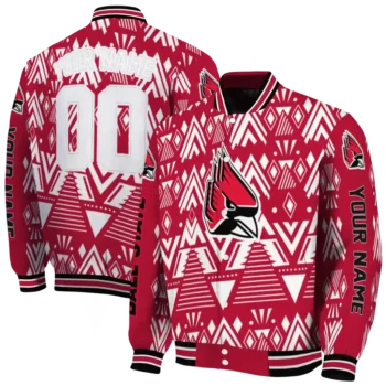 personalized ball state cardinals pyramid shapes red varsity jacket fashion forward.webp