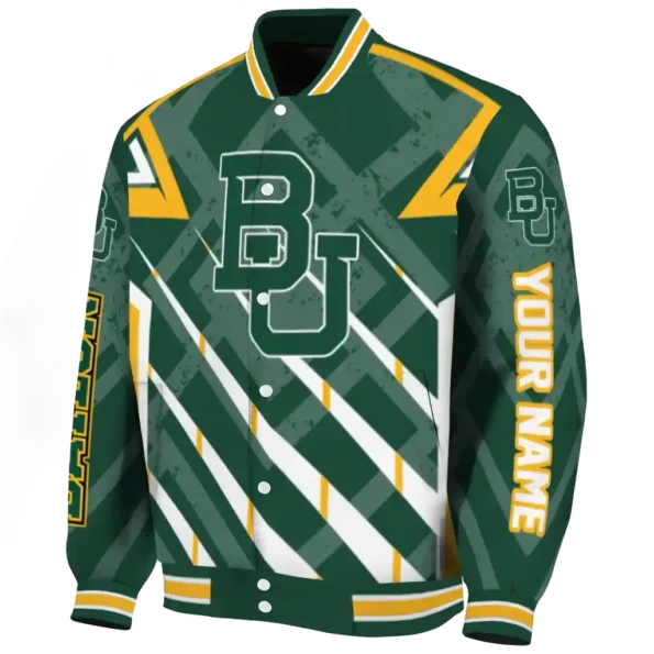 personalized baylor bears chevron angles green varsity jacket best selling.webp