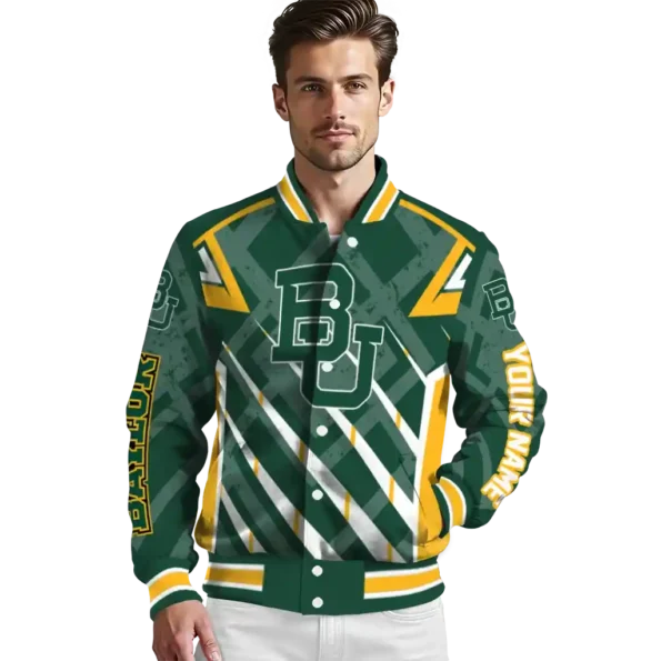 personalized baylor bears chevron angles green varsity jacket high quality.webp