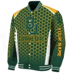 personalized baylor bears hexagon grid green varsity jacket best selling.webp