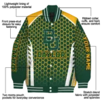 personalized baylor bears hexagon grid green varsity jacket best selling.webp