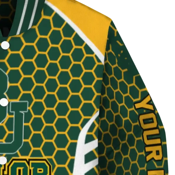 personalized baylor bears hexagon grid green varsity jacket premium grade.webp