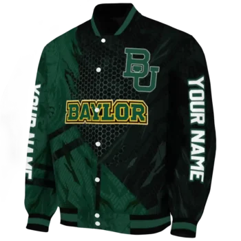 personalized baylor bears hexagon mesh green black varsity jacket best selling.webp